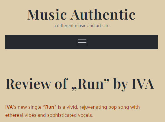 Review of “Run” by Music Authentic (4/22)
